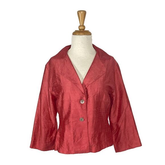 Kathleen Sommers 8 M Coral Pink Silk Blazer Jacket Art to Wear Church Evening - Picture 5 of 9